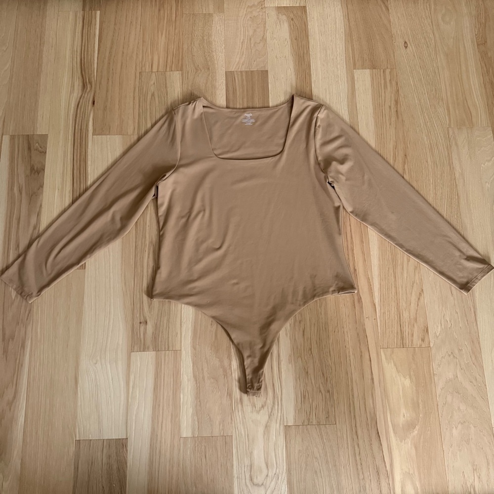 Nuuds Tan Long Sleeve Square-neck Bodysuit Size XXXL - Picture 9 of 10